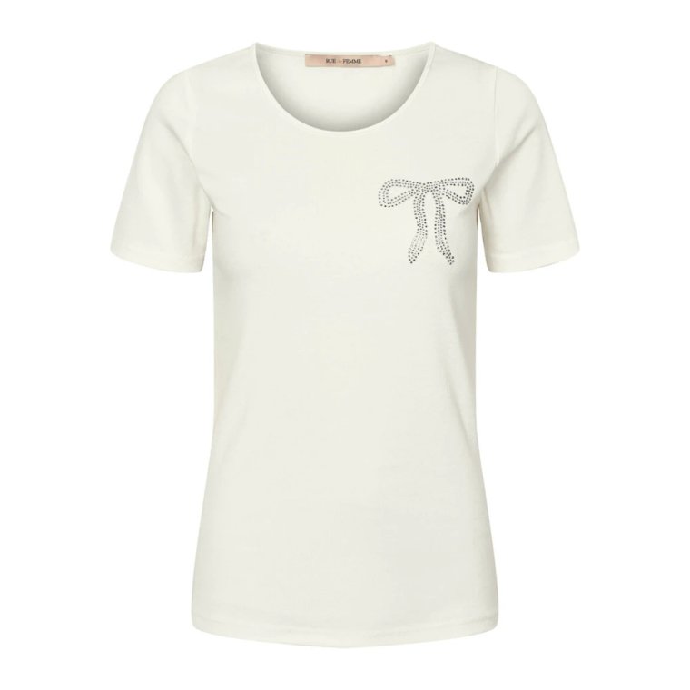 Elegancki T-shirt z haftem Off White RUE de Femme