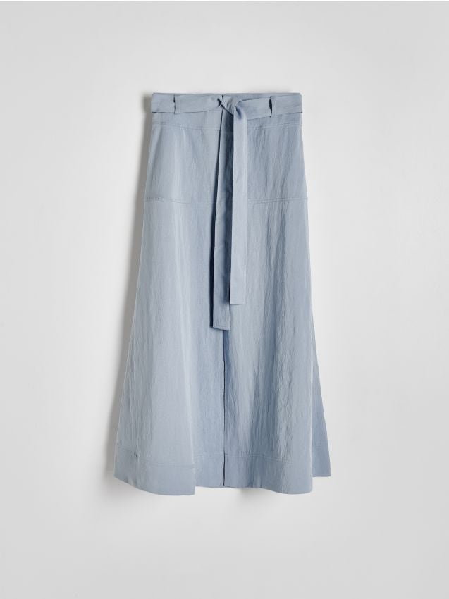 Reserved - Spódnica midi z lyocellu - jasnoniebieski