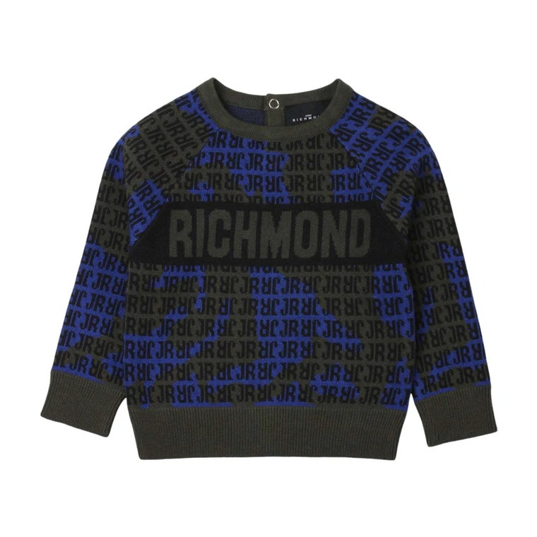 Sweter z wzorem i logo John Richmond