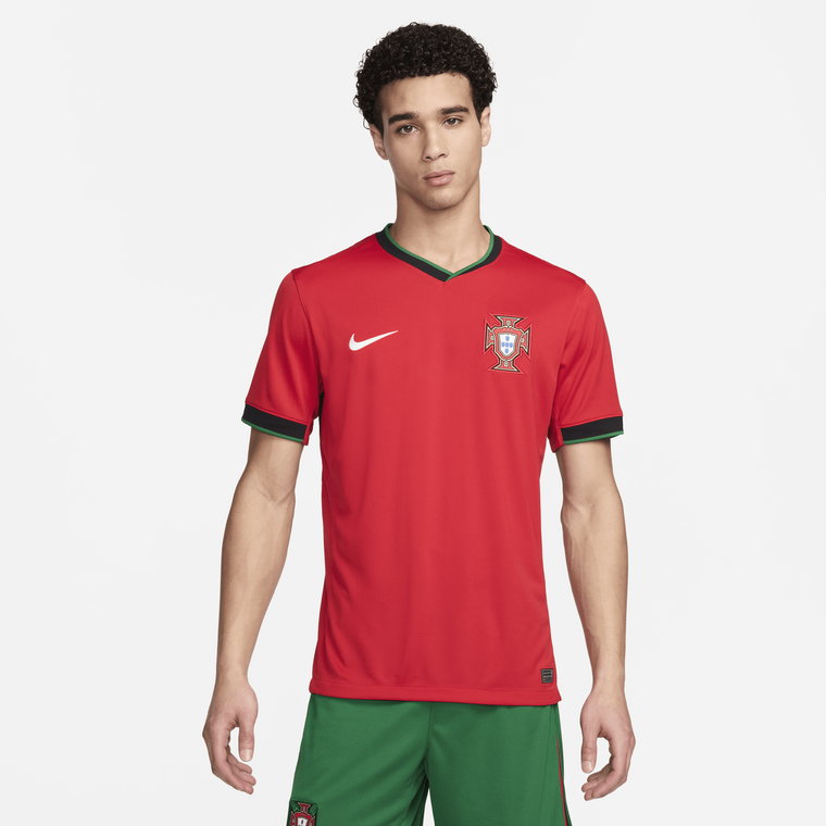 Męska koszulka piłkarska Nike Dri-FIT Portugalia (drużyna męska) Stadium 2024/25 (wersja domowa)  replika - Czerwony