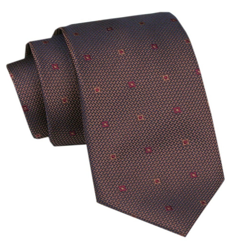 Elegancki Krawat Męski Angelo di Monti - Brązowy z Drobnym Wzorem