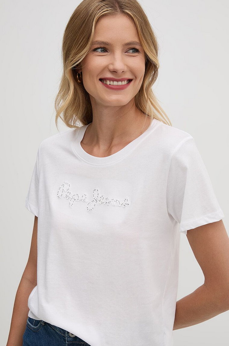 Pepe Jeans t-shirt bawełniany ESPE damski kolor biały PL505896