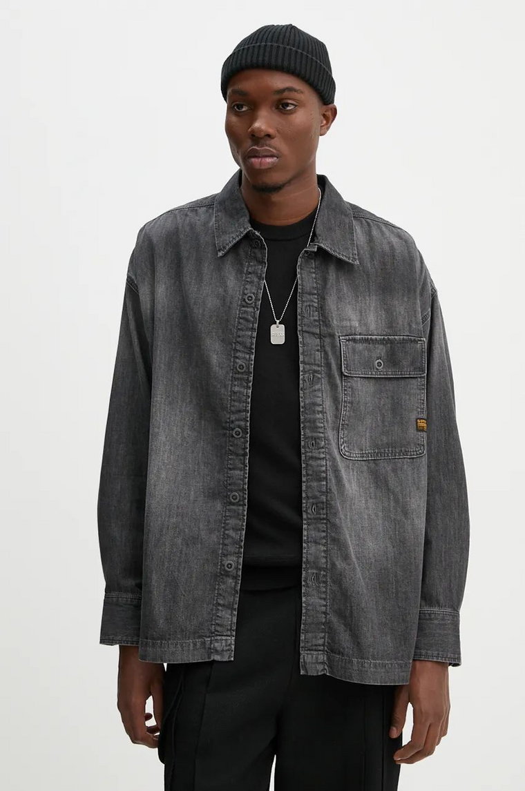 G-Star Raw koszula jeansowa męska kolor szary relaxed z kołnierzykiem klasycznym D25517-D540