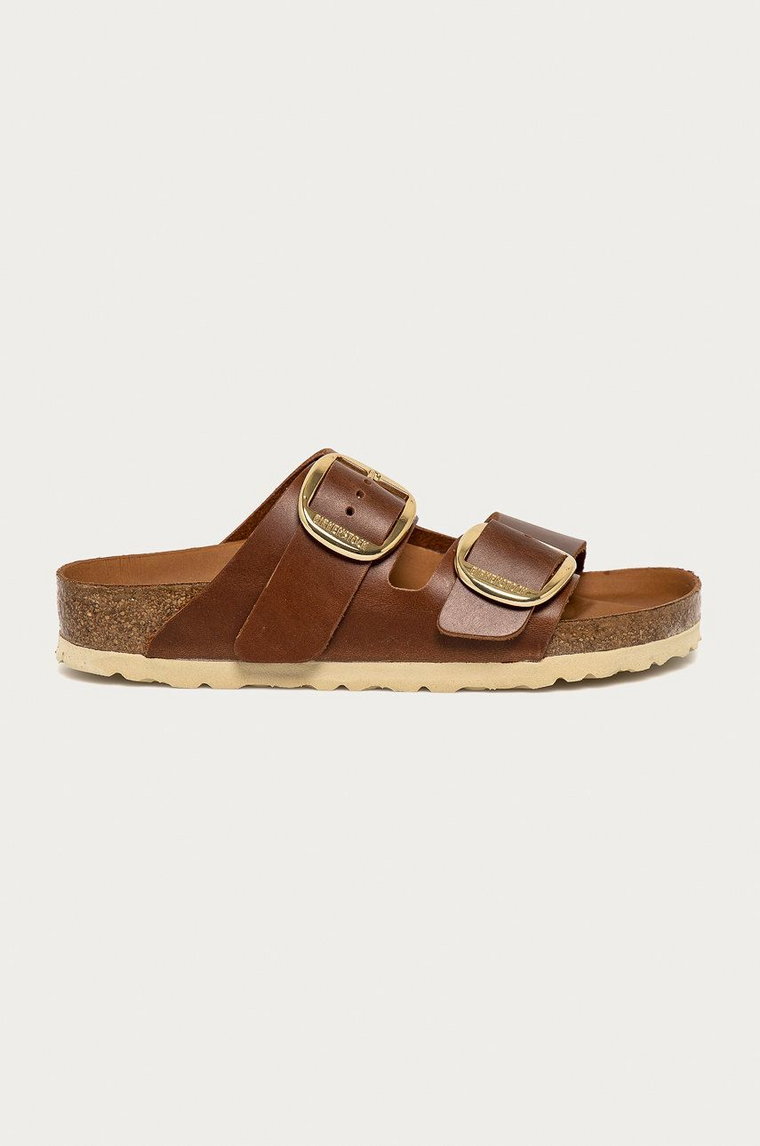 Birkenstock Klapki skórzane Arizona Big Buckle damskie kolor brązowy 1011072