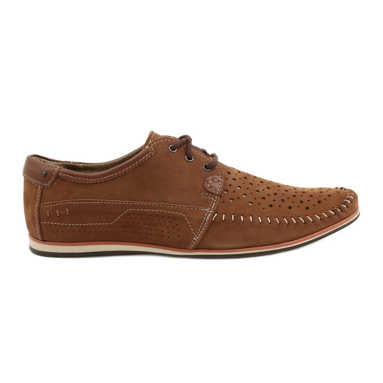 KOMODO Buty męskie mokasyny 875 lato camel wielokolorowe