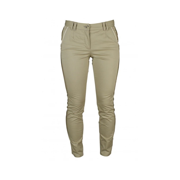 Khaki Spodnie Slim-Fit z Eleganckimi Szczegółami Dolce & Gabbana