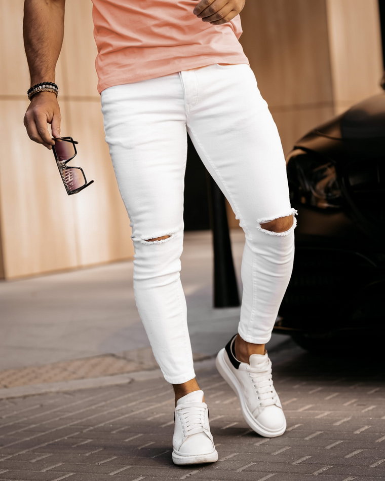 Spodnie jeansowe męskie OLAVOGA MORSO białe