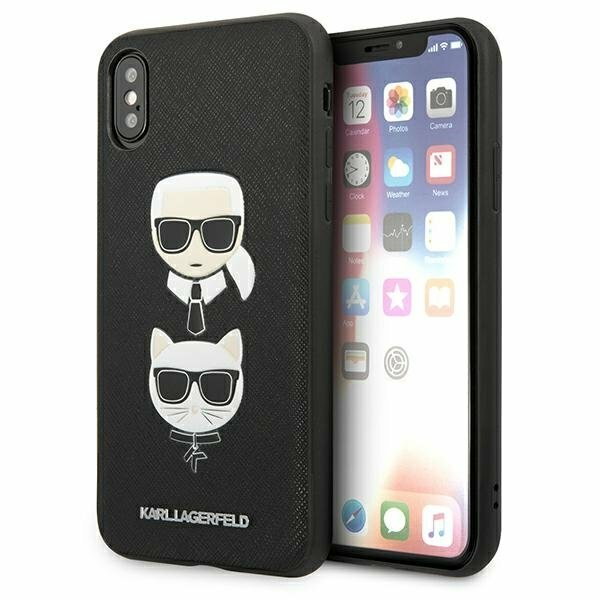 Karl Lagerfeld KLHCI65SAKICKCBK iPhone XS Max czarny/black hardcase Saffiano Ikonik Karl&Choupette Head