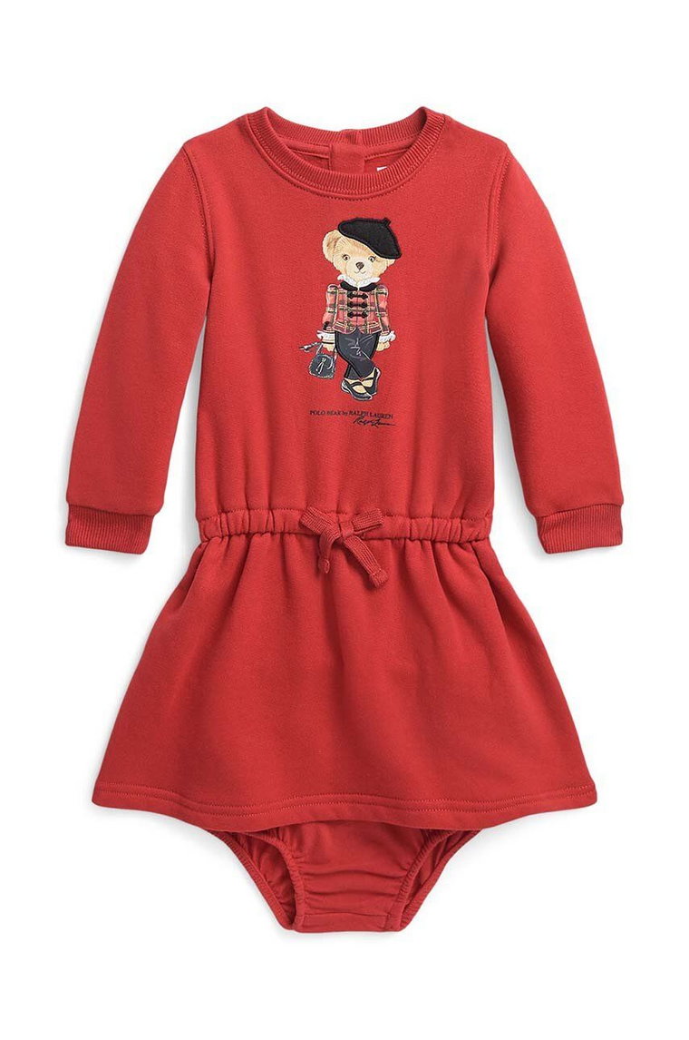 Polo Ralph Lauren sukienka niemowlęca kolor czerwony mini rozkloszowana