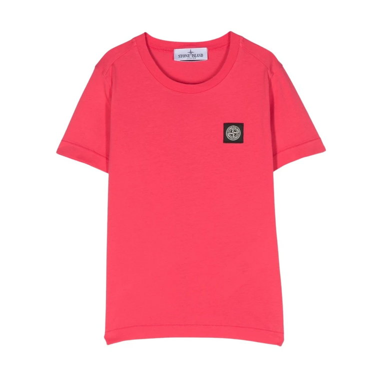 Dziewczęcy T-shirt z ściągaczem w kolorze fuksji Stone Island