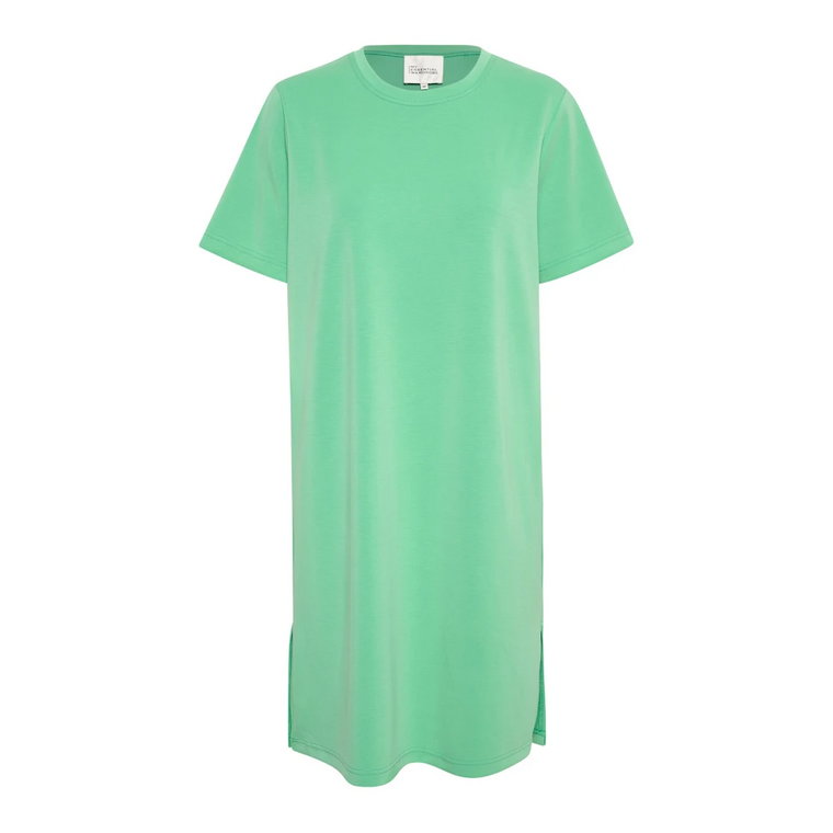 Zielona Sukienka Ellemw z Krótkimi Rękawami My Essential Wardrobe