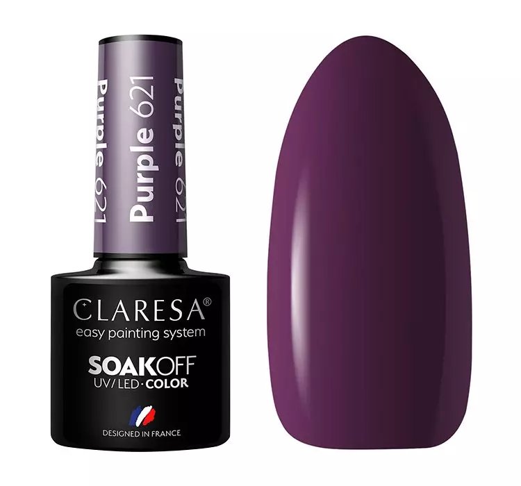 CLARESA SOAK OFF LAKIER HYBRYDOWY PURPLE 621 5G