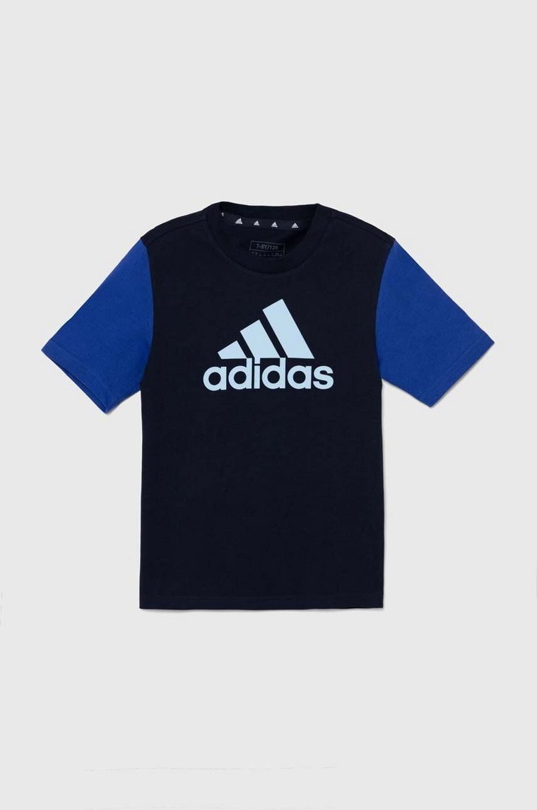 adidas t-shirt bawełniany dziecięcy J BL CB T kolor granatowy z nadrukiem IX9515