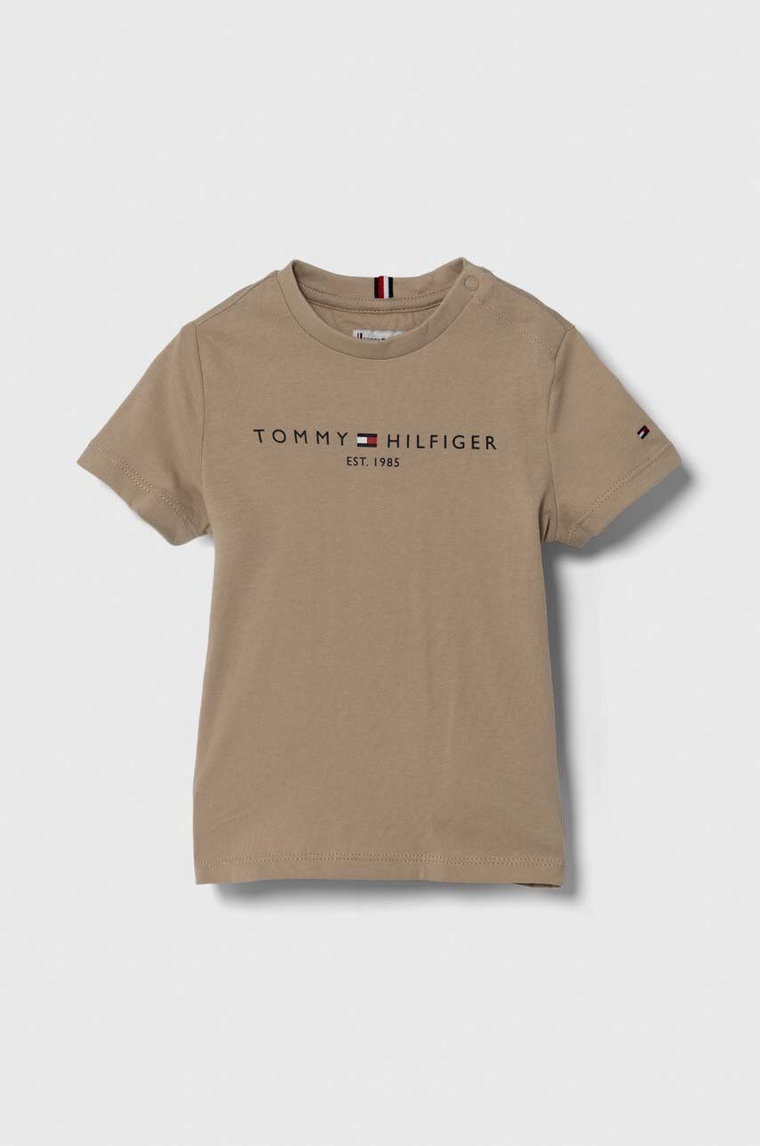 Tommy Hilfiger t-shirt bawełniany dziecięcy kolor brązowy