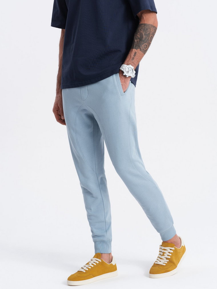 Męskie spodnie dresowe typu jogger - niebieskie V7 OM-PABS-0173