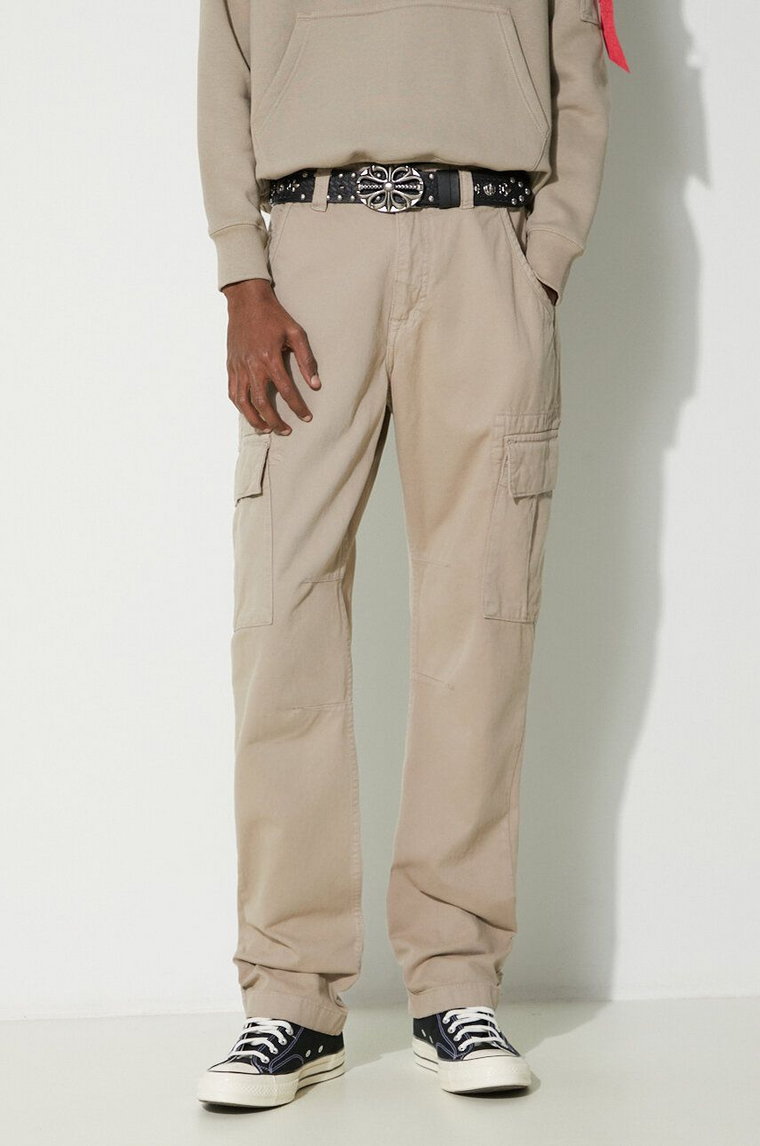 Alpha Industries spodnie bawełniane Agent Pant kolor beżowy w fasonie cargo 158205