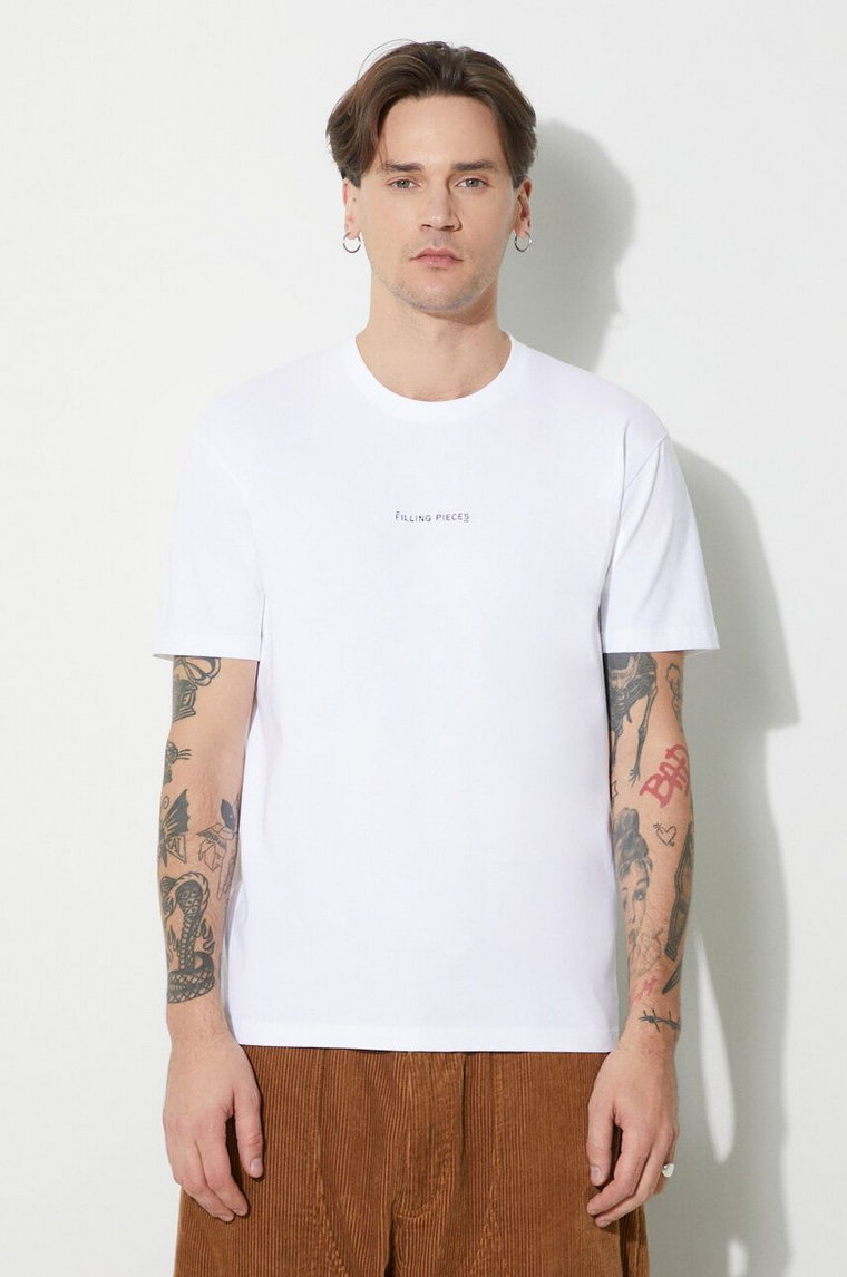 Filling Pieces t-shirt bawełniany Slim kolor biały z nadrukiem 74434001901