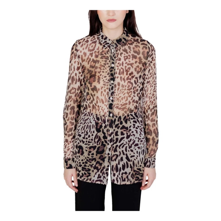 Brązowa Bluzka w Wzór Leoparda Guess