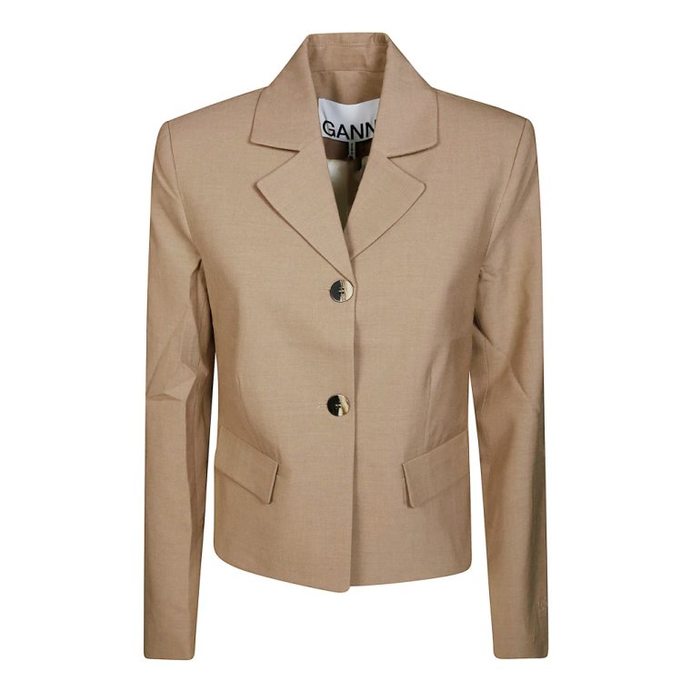 Drapey Melange Fitted Blazer Ganni