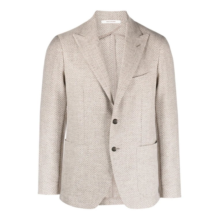 Beige Herringbone Blazer Tagliatore