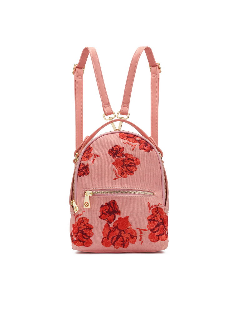 Plecak 2w1 z różowej tkaniny w kwiaty