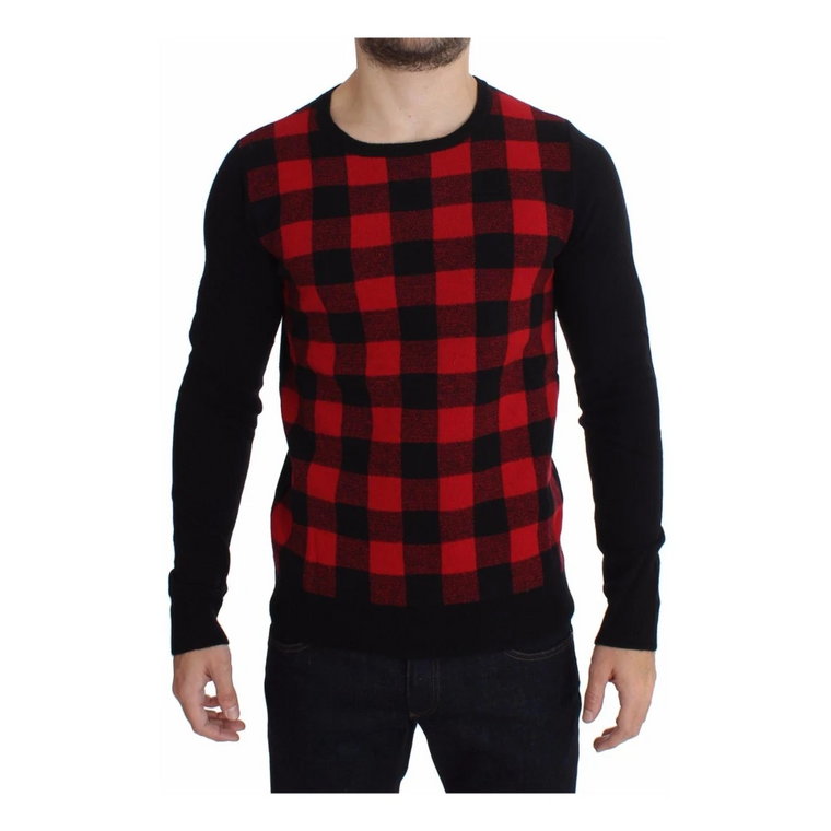 Red Black Wool Crewneck Sweter Costume National