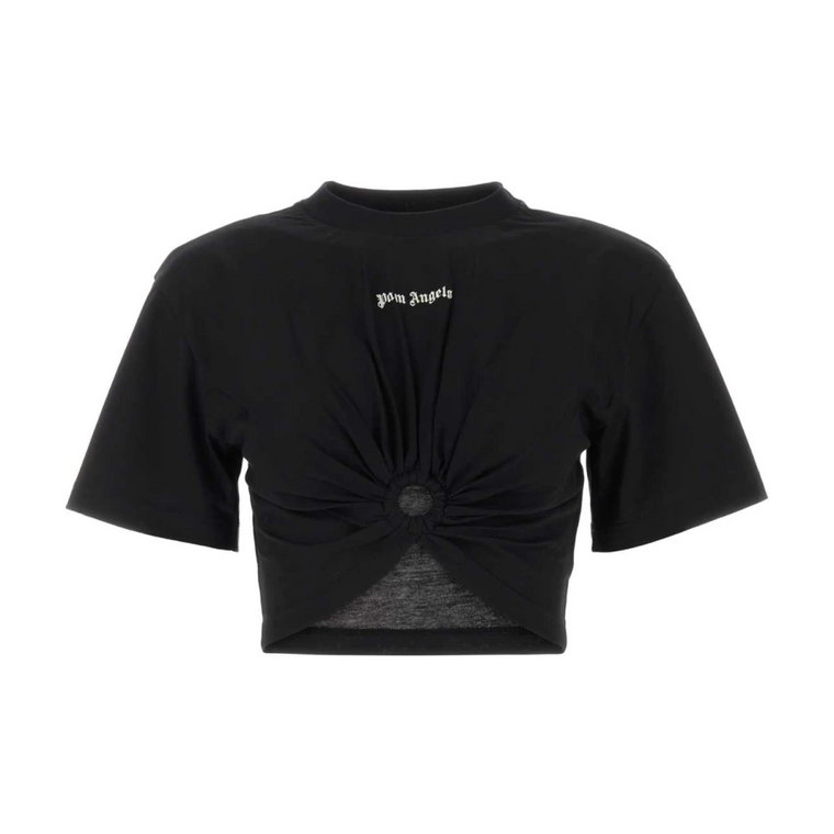 Elegancka czarna koszulka z bawełny Palm Angels