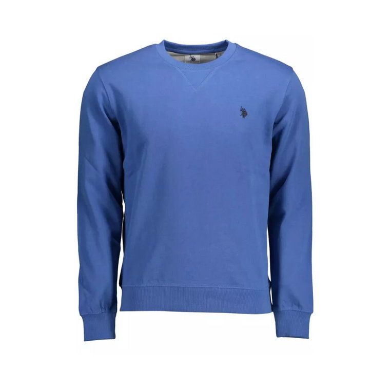 Niebieski Sweter z Bawełny z Haftem U.s. Polo Assn.