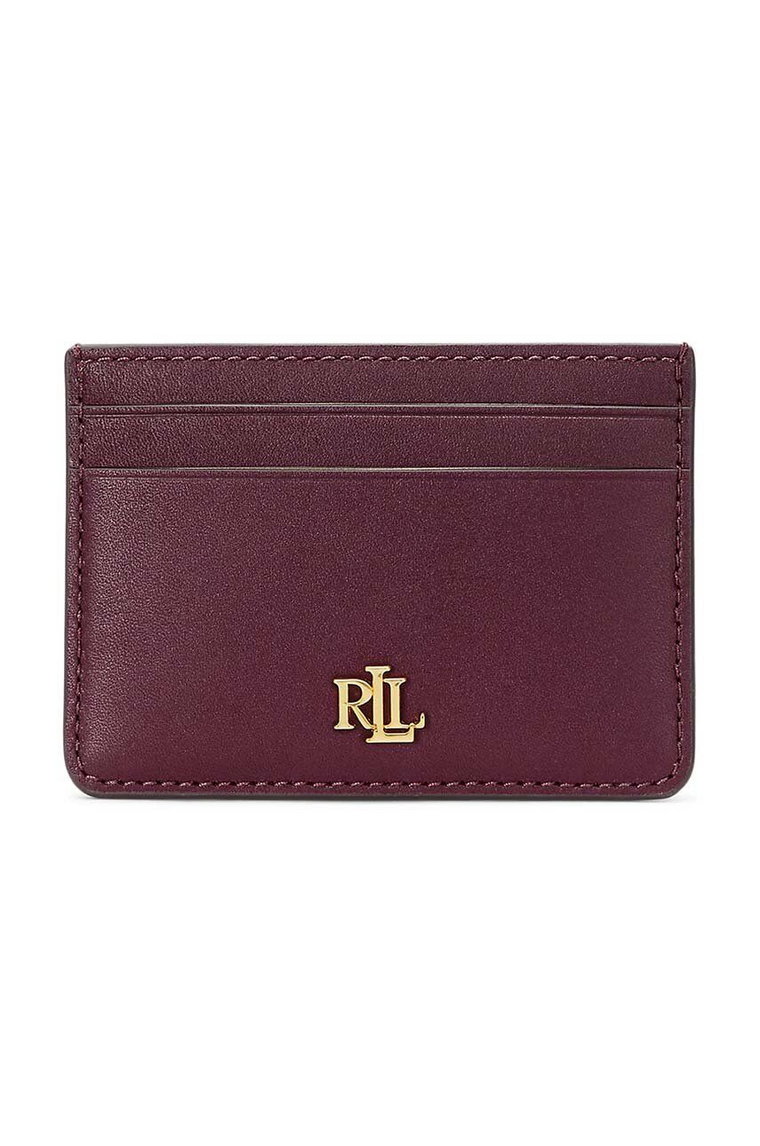 Lauren Ralph Lauren etui na karty skórzane kolor bordowy 432876732