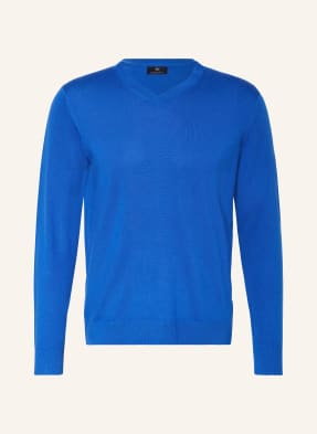 Strokesman's Sweter Z Wełny Merino blau