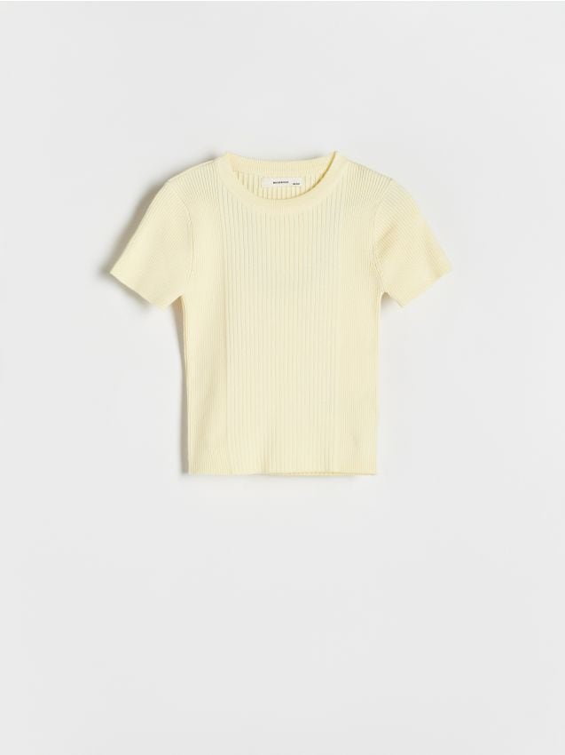 Reserved - T-shirt w prążek - żółty