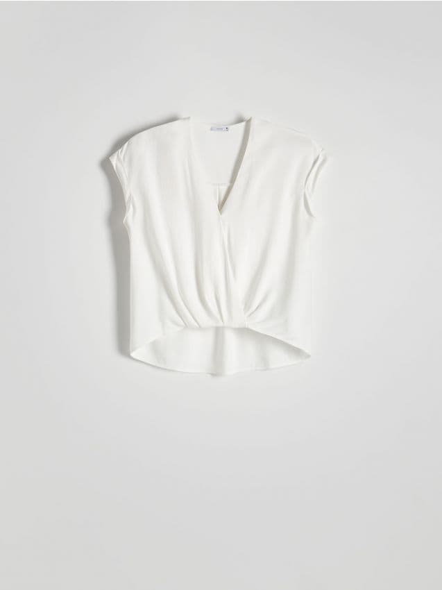 Reserved - Kopertowa bluzka z wiskozy - złamana biel
