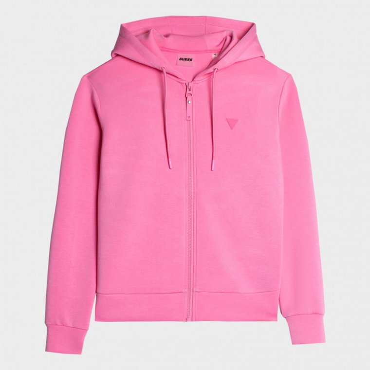 Damska bluza dresowa rozpinana z kapturem Guess Allie Hoodie Zip Sweatshirt - różowa