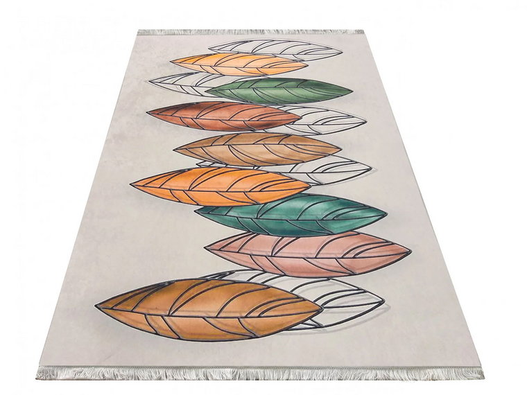 Prostokątny beżowy dywan we wzory - Necter