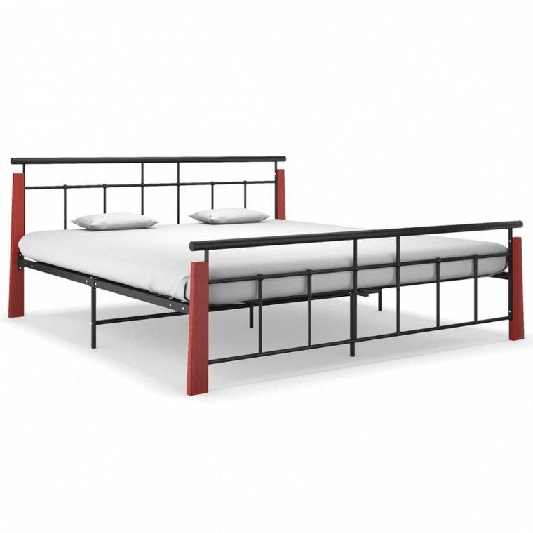 Rama łóżka, metal i drewno dębowe, 180x200 cm kod: V-324895