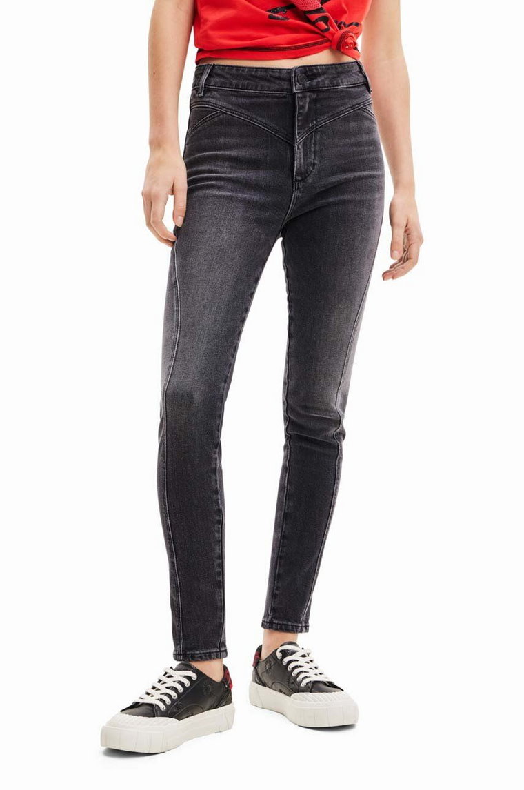 Desigual jeansy damskie kolor czarny