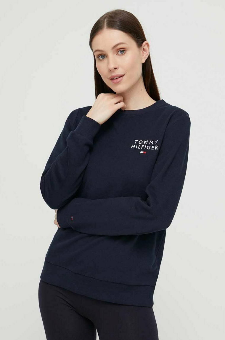 Tommy Hilfiger bluza lounge kolor granatowy z aplikacją UW0UW04521