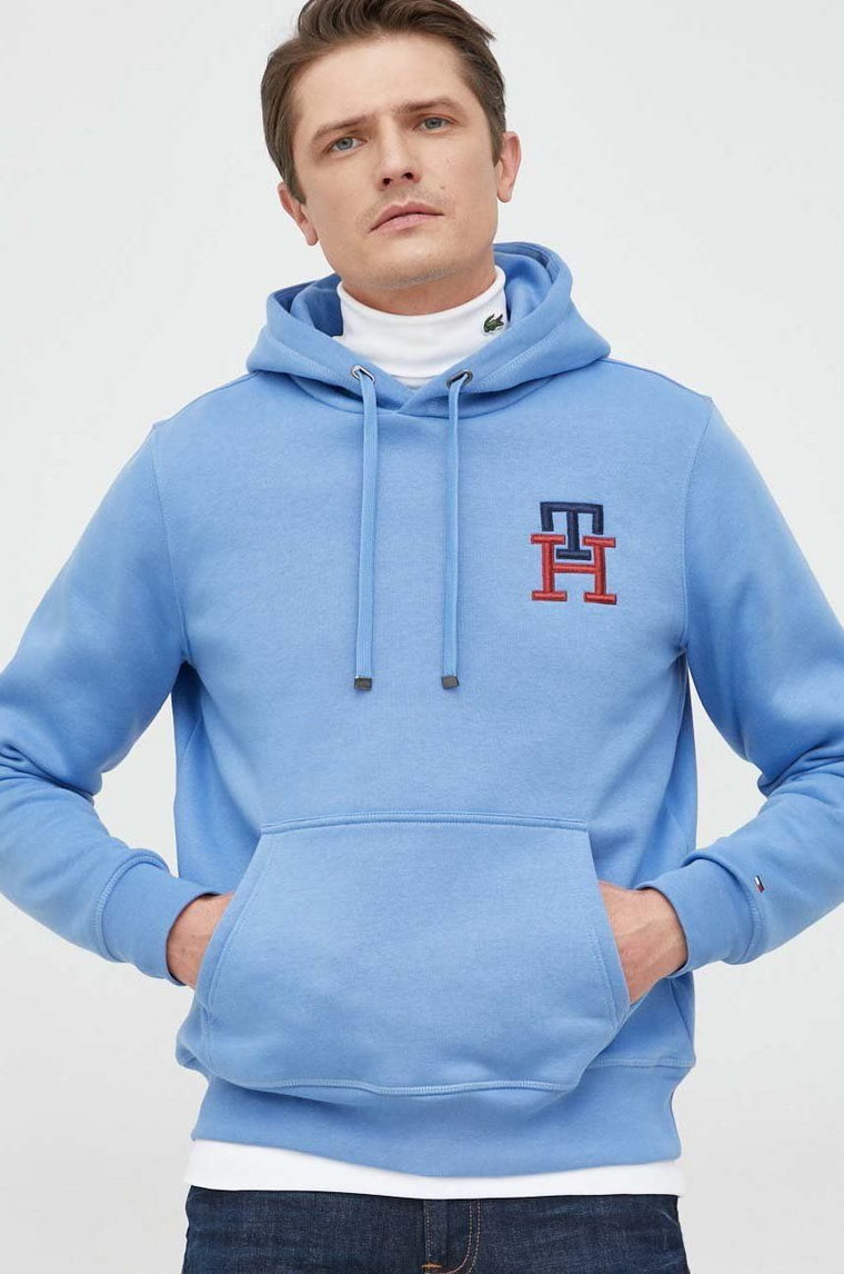 Tommy Hilfiger bluza męska kolor niebieski z kapturem z aplikacją