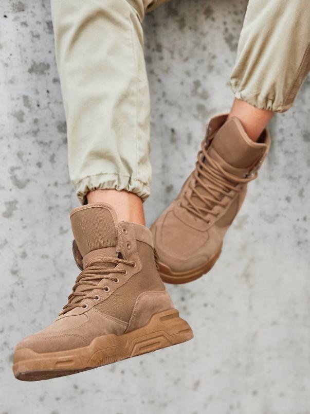 Buty męskie sneakersy za kostkę - camel V3 OM-FOBO-0122