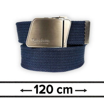 Pasek Granatowy Materiałowy, Militarny Solidny, 120 cm, Klamra Zamykana Manualnie -Pako Jeans