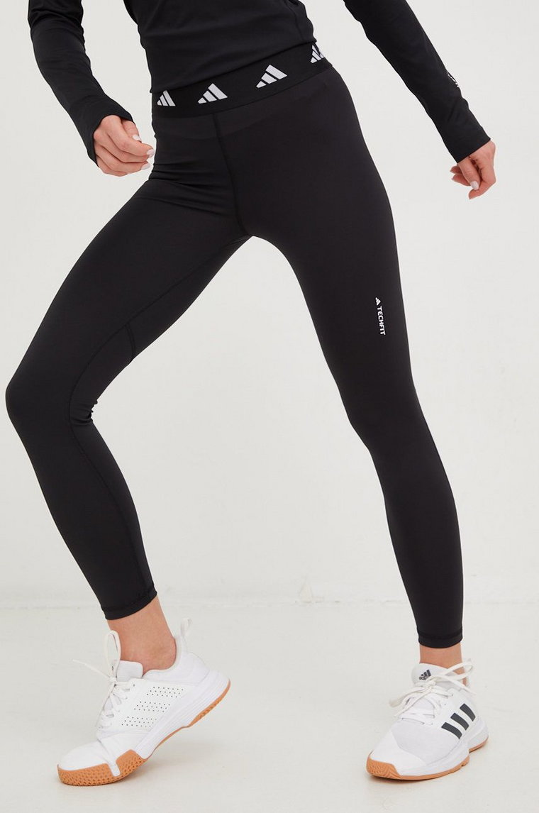 adidas Performance legginsy treningowe damskie kolor czarny gładkie Techfit HF6680