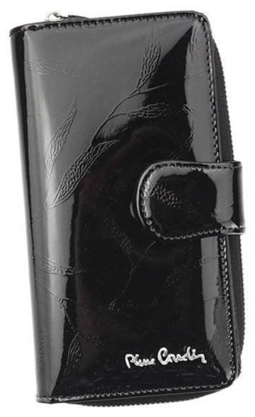 Efektowny, pionowy portfel damski z lakierowanej skóry naturalnej  Pierre Cardin