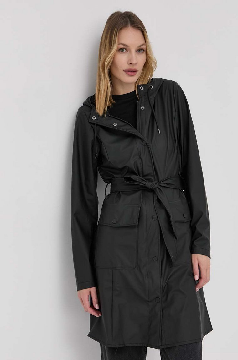 Rains kurtka 18130 Curve Jacket damska kolor czarny przejściowa 18130.01-Black