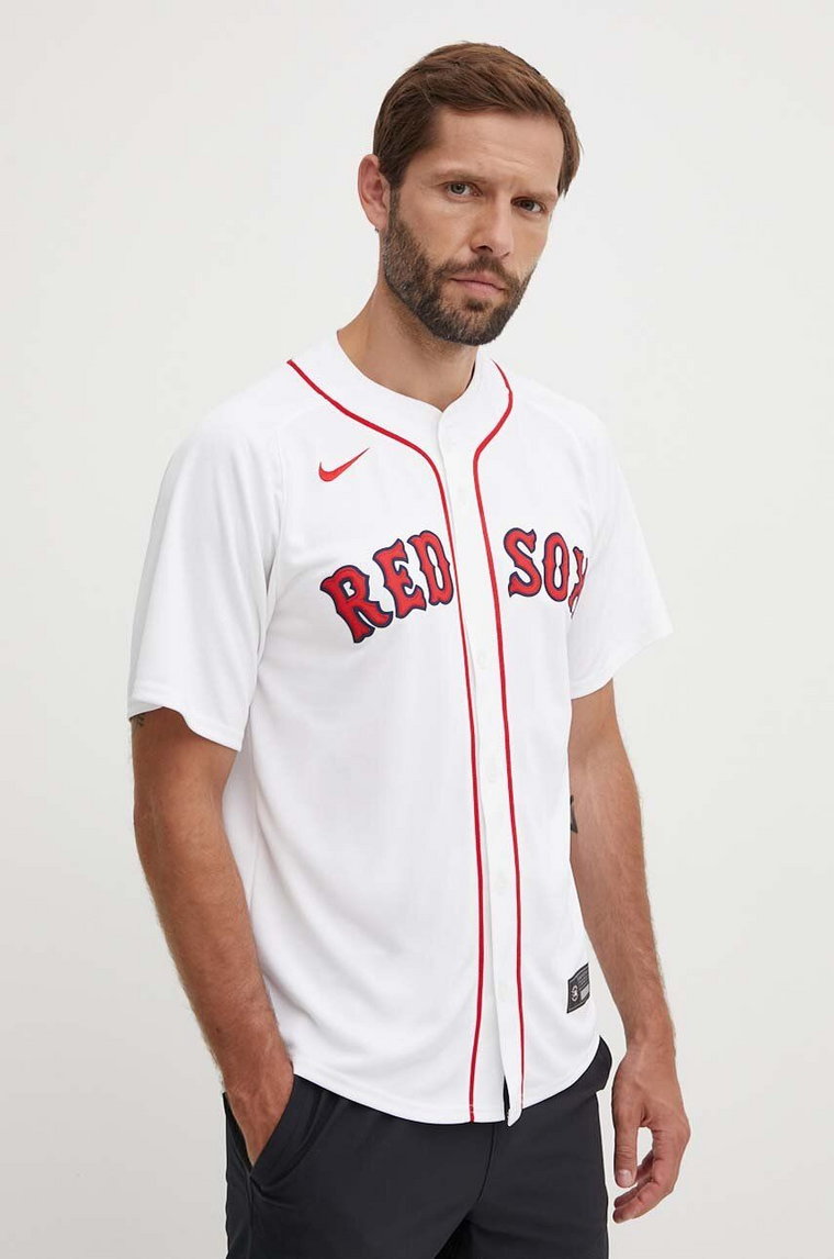 Nike jersey MLB Boston Red Sox kolor biały regular ze stójką