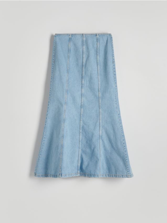 Reserved - Jeansowa spódnica z przeszyciami - niebieski