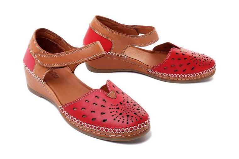 MANITU 910050-04 rot, czółenka/sandały damskie