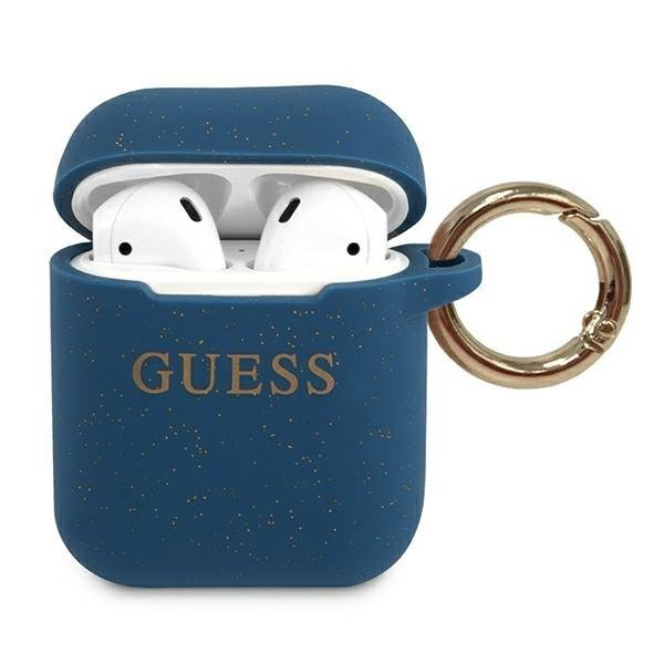 Guess GUACCSILGLBL AirPods cover niebieski/blue Silicone Glitter