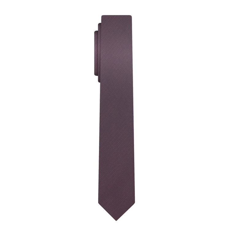 Krawat wąski ciemnobordowy z fakturą "śledzik" EM 12
