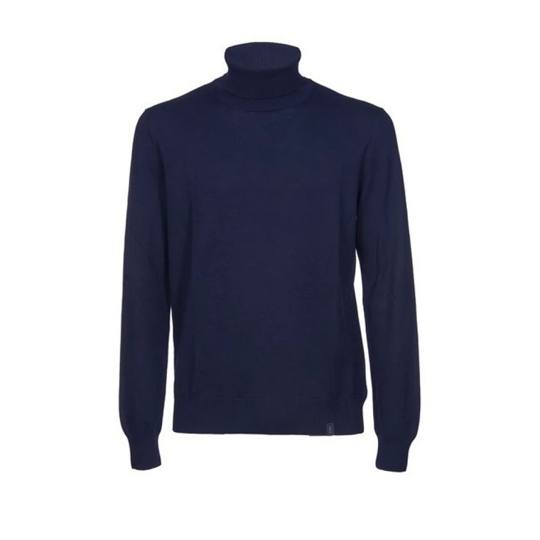 Niebieski Sweter z Golfem w Strzyżonej Wełnie Fay