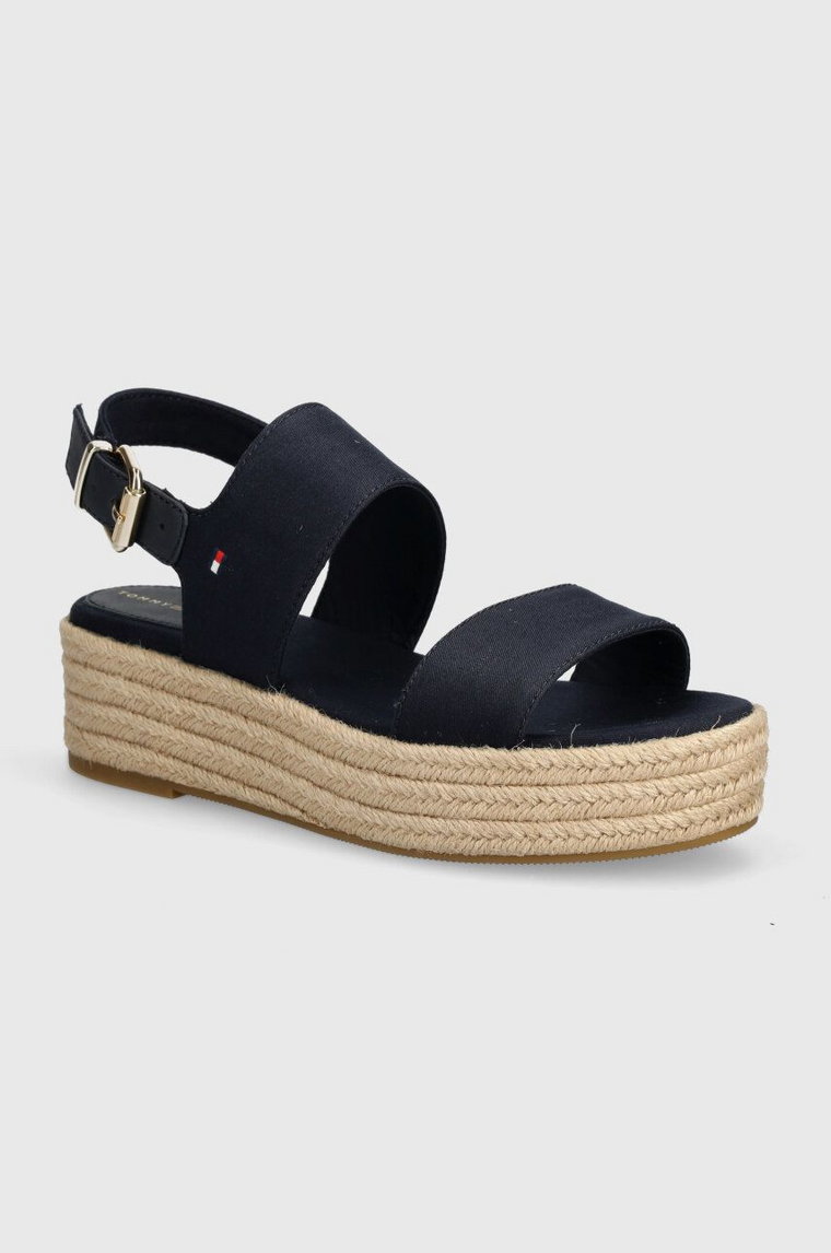 Tommy Hilfiger sandały MID WEDGE SANDAL damskie kolor granatowy na platformie FW0FW07885